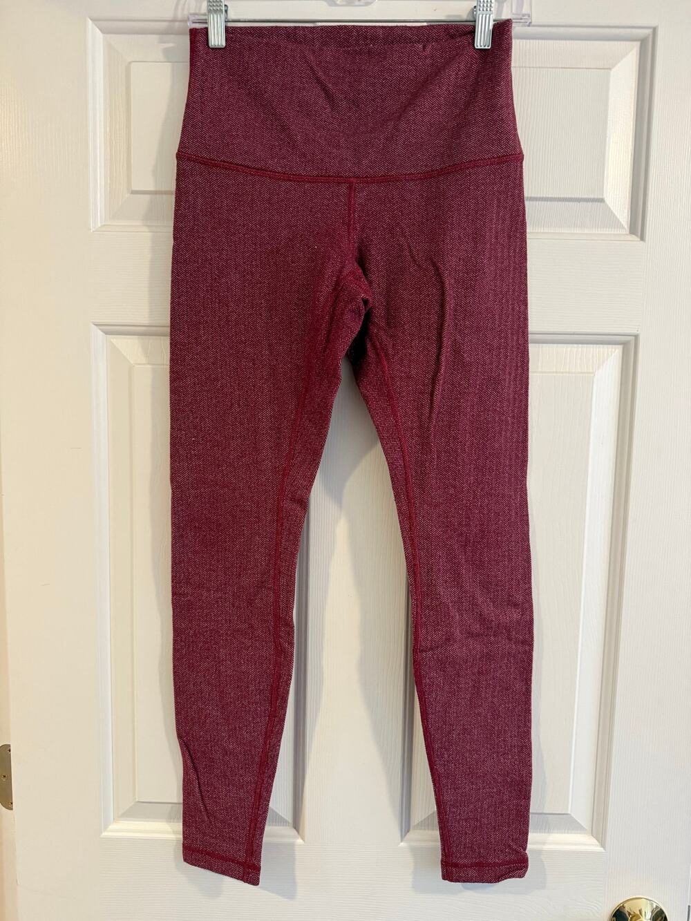 Lululemon Wunder Under High Rise Herringbone Leggings - Berry Red - Size 8